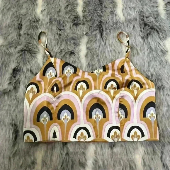 House of Harlow 1960 art deco print crop top sz XS - Picture 2 of 8